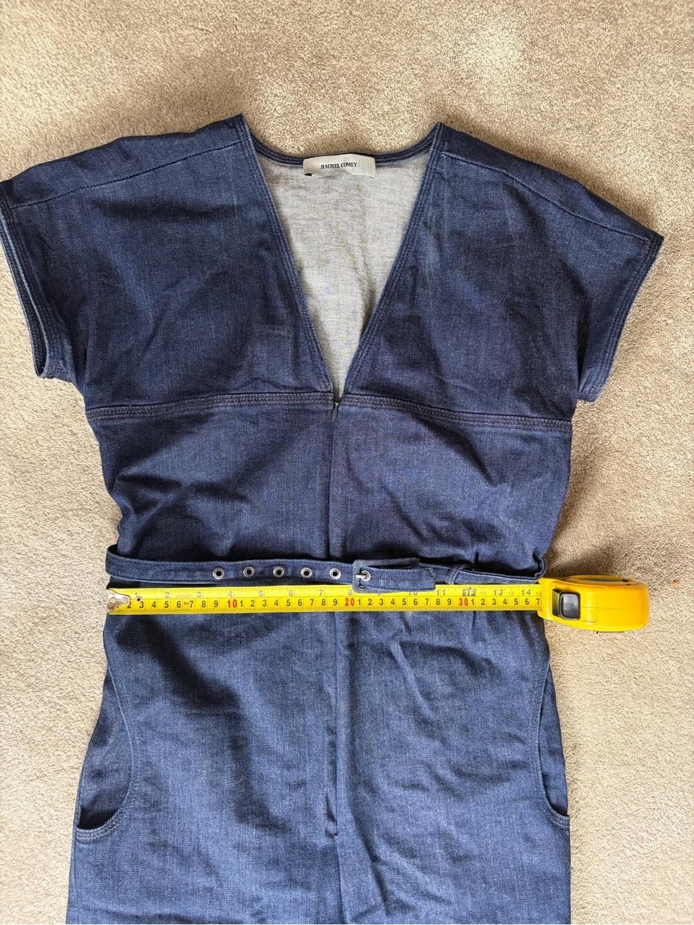 Rachel Comey Navy Blue Denim Jumpsuit with Belt - Picture 13 of 14